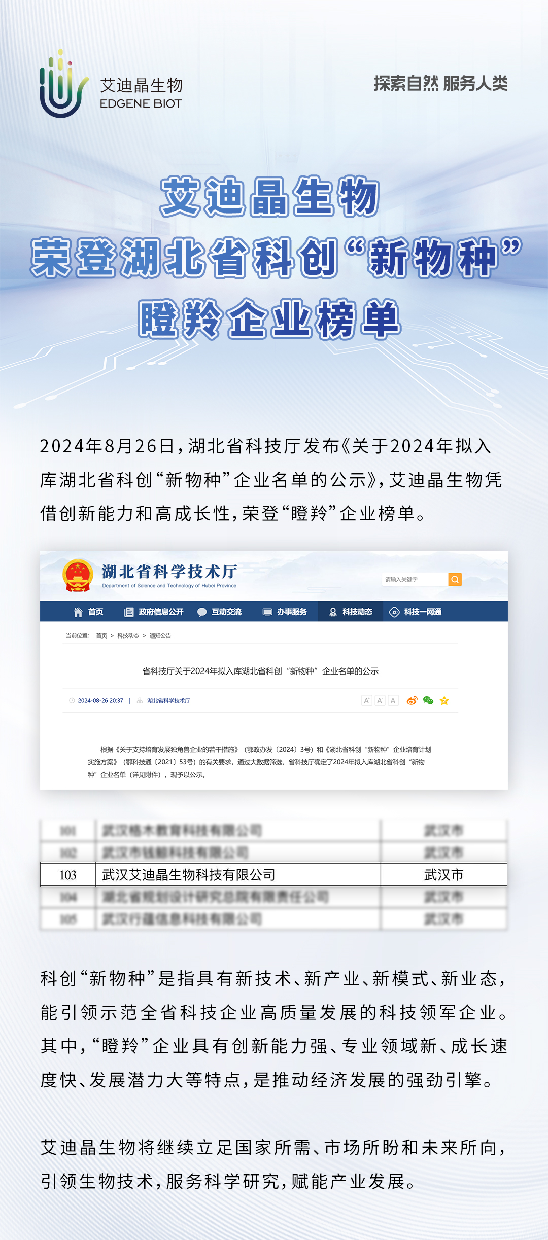 艾迪晶生物榮登省科創(chuàng)“新物種”瞪羚企業(yè)榜單